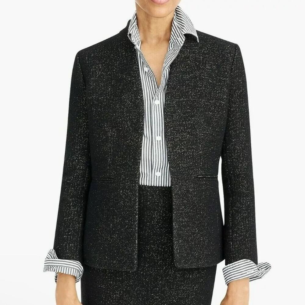 J. Crew Going Out Slim Fit Blazer in Black Tinsel Tweed Size 4